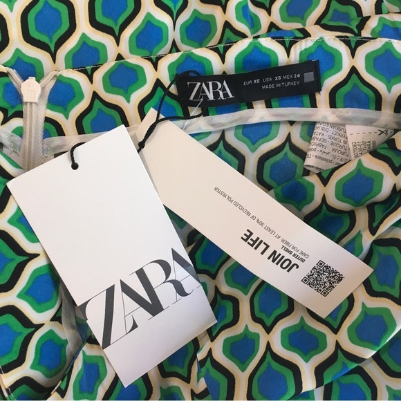 Zara sarong midi skirt geomatric retro green - Picture 5 of 9